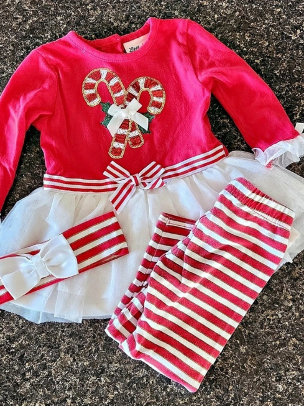 Little Lass Baby 18M Red & White  Christmas Outfit